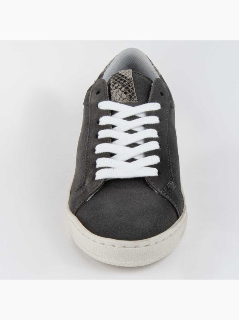 Sneaker Pelle Naturale Purapiel Grigio - Kiabi