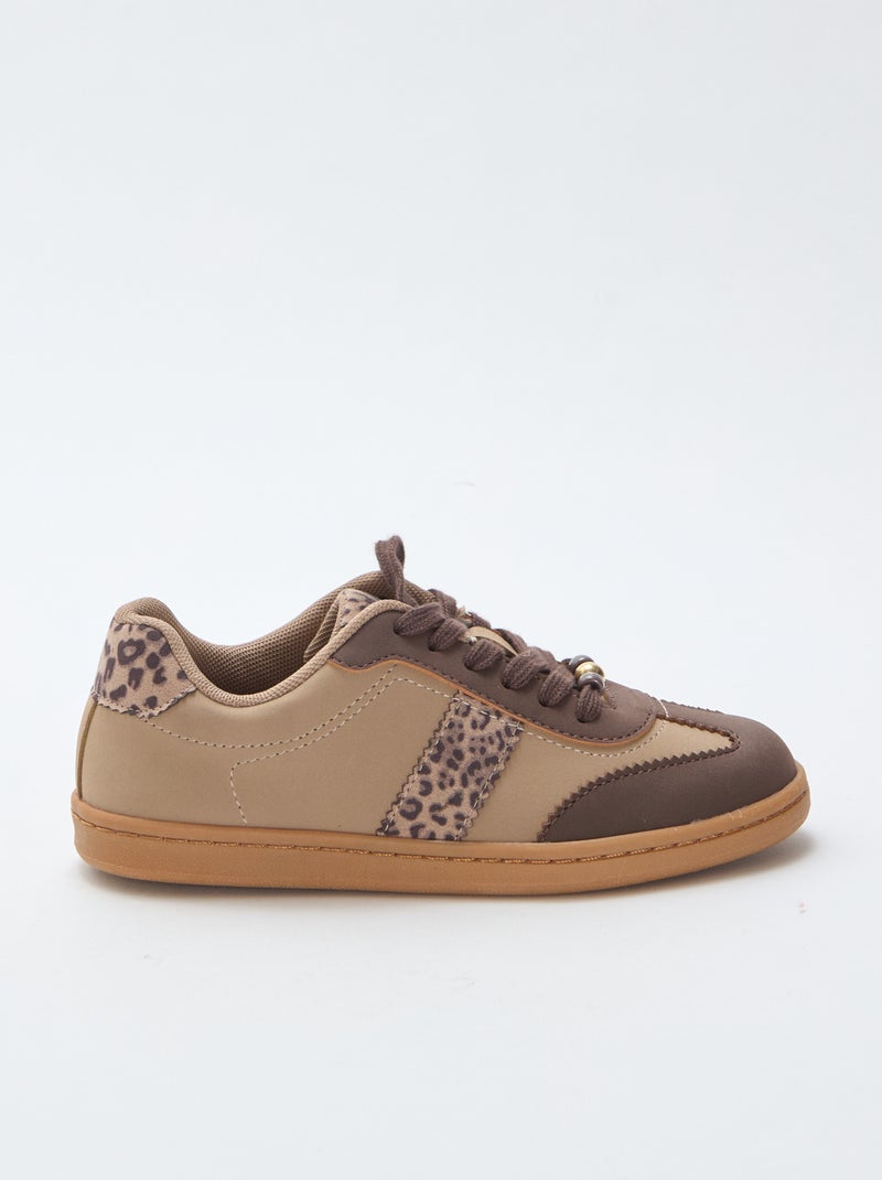 Sneakers alla moda con inserti stampati leopardati Marrone - Kiabi