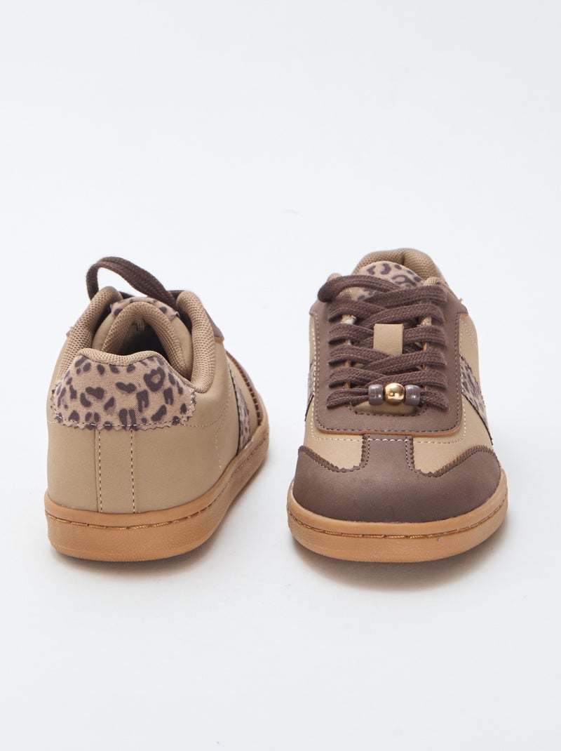 Sneakers alla moda con inserti stampati leopardati Marrone - Kiabi