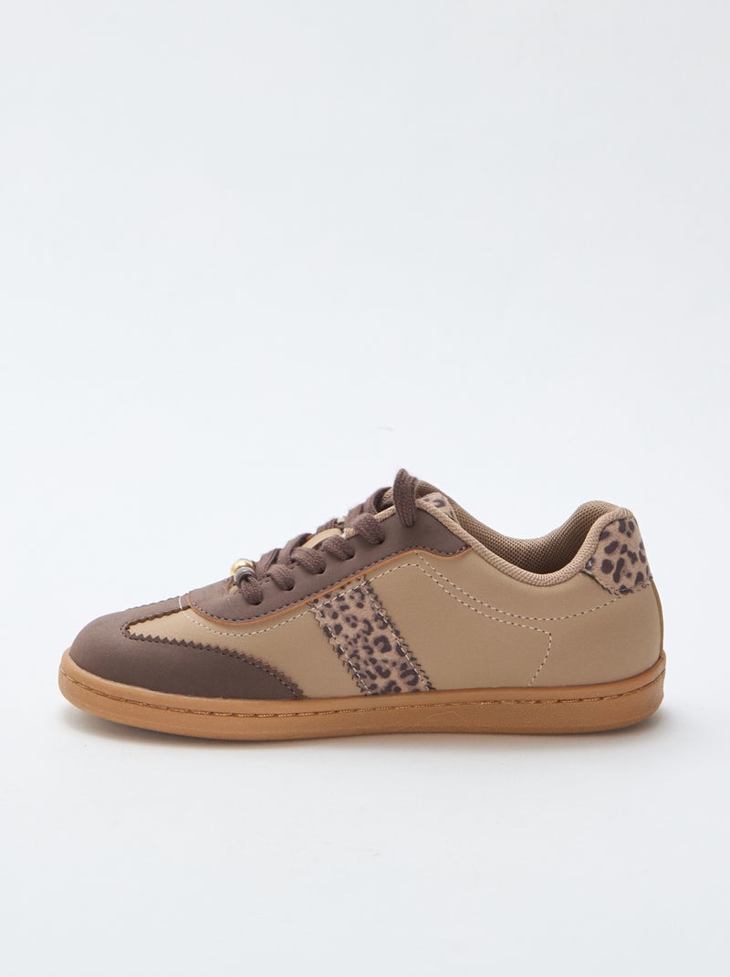 Sneakers alla moda con inserti stampati leopardati Marrone - Kiabi