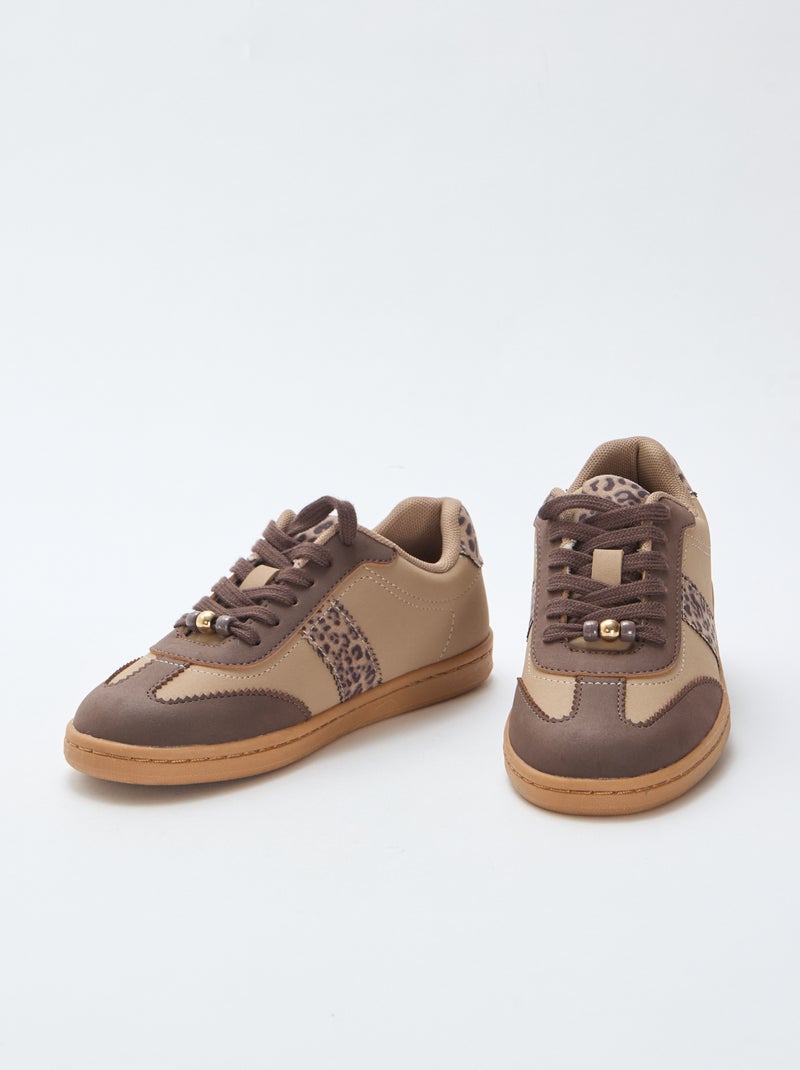 Sneakers alla moda con inserti stampati leopardati Marrone - Kiabi