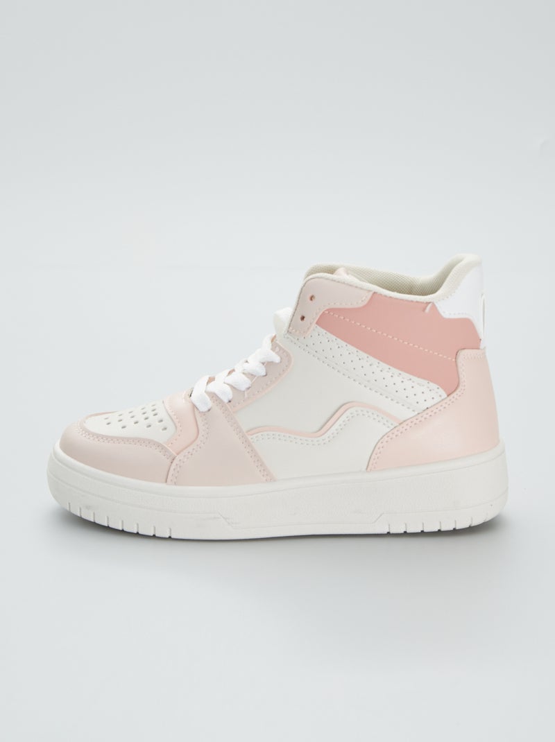Sneakers alte bicolori e dettagli fantasia rosa - Kiabi