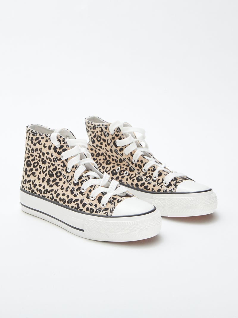 Sneakers alte con stampa leopardata Beige - Kiabi