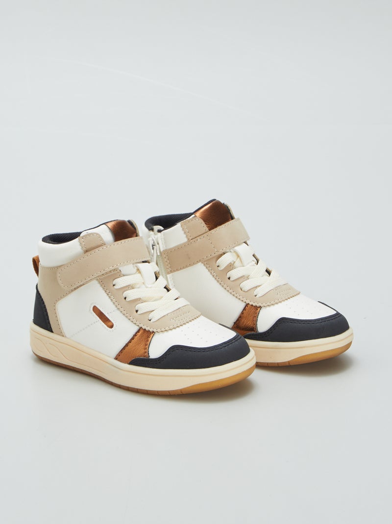 Sneakers alte con strappi e lacci BIANCO - Kiabi