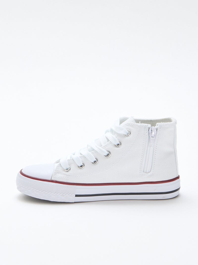Sneakers alte con zip in tela Bianco - Kiabi