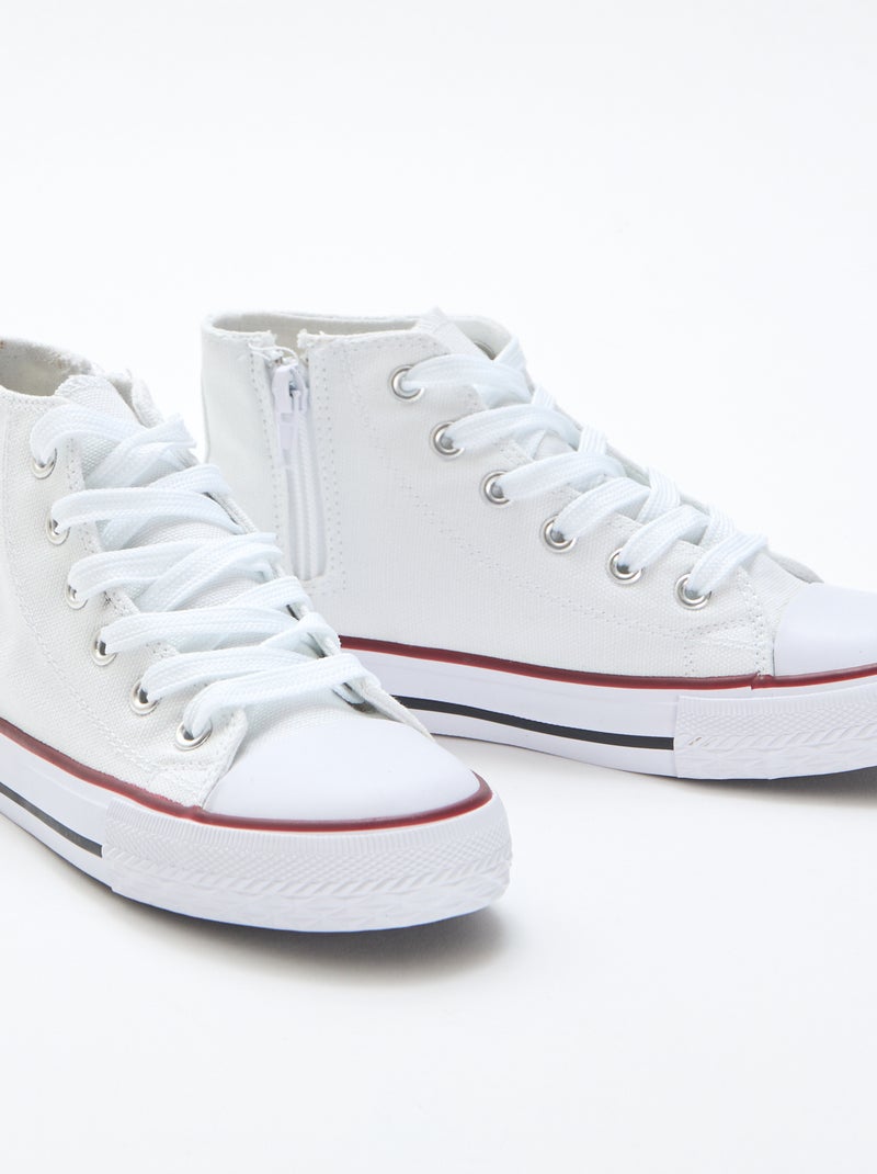 Sneakers alte con zip in tela Bianco - Kiabi