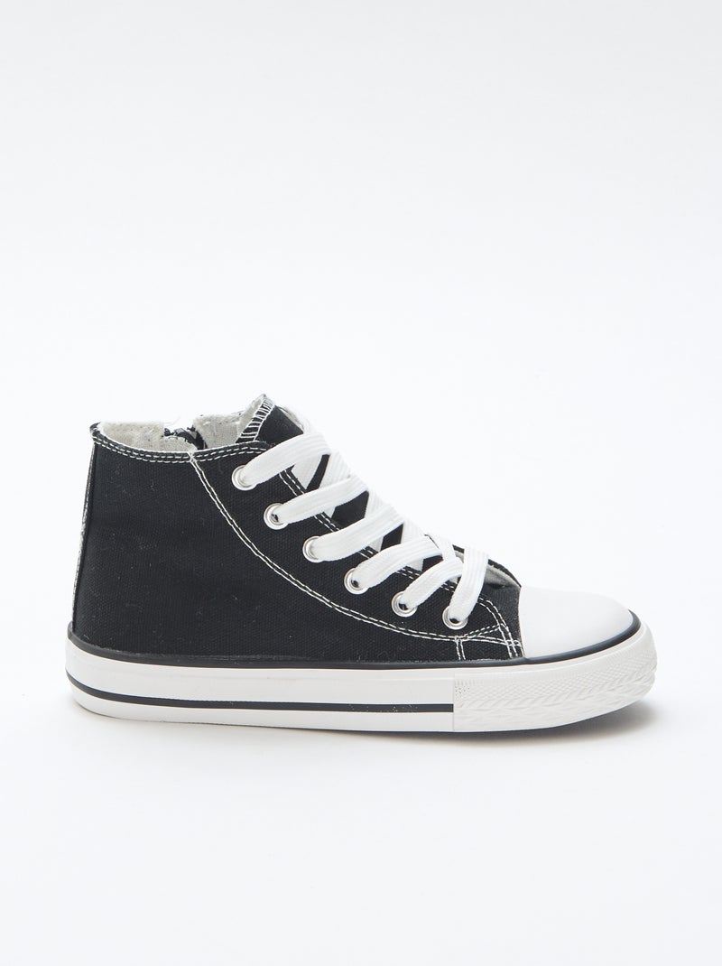 Sneakers alte con zip in tela Nero - Kiabi
