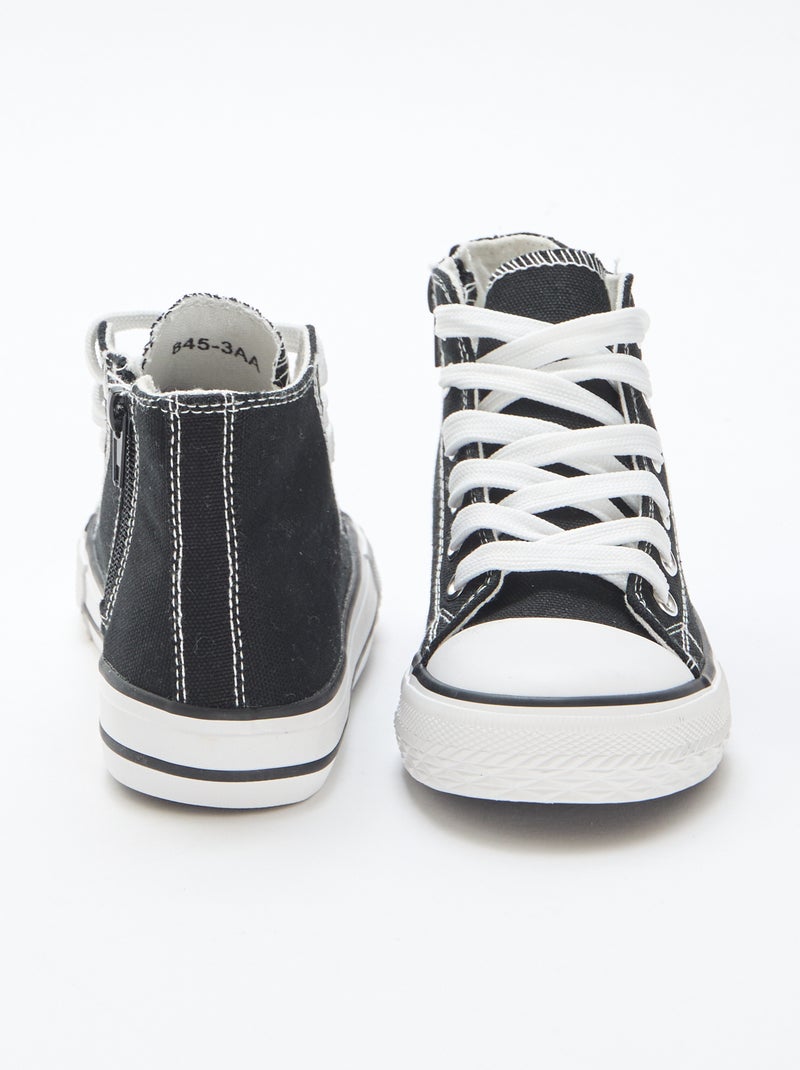 Sneakers alte con zip in tela Nero - Kiabi