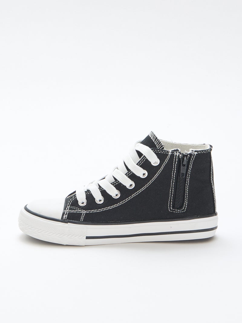 Sneakers alte con zip in tela Nero - Kiabi