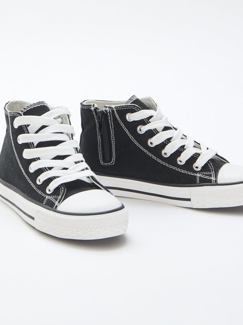 Sneakers alte con zip in tela Nero - Kiabi