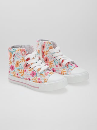 Sneakers alte in tela con lacci e zip