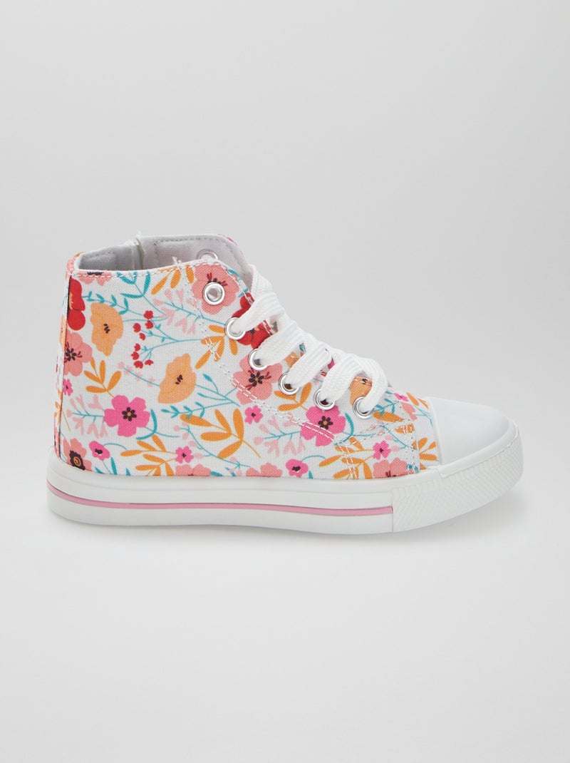 Sneakers alte in tela con lacci e zip BEIGE - Kiabi