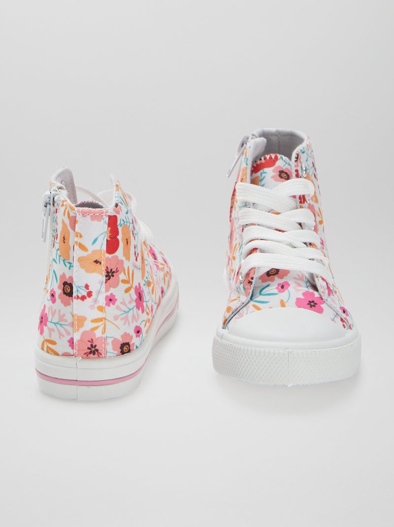 Sneakers alte in tela con lacci e zip BEIGE - Kiabi