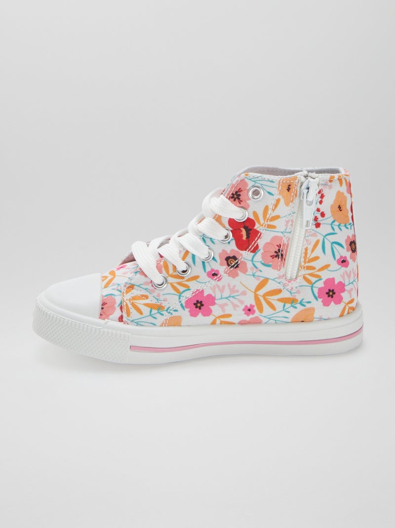 Sneakers alte in tela con lacci e zip BEIGE - Kiabi