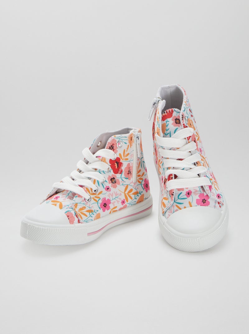 Sneakers alte in tela con lacci e zip BEIGE - Kiabi