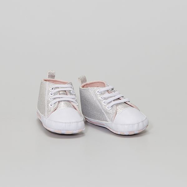 Sneakers alte in tela con paillettes neonata - argento - Kiabi - 7,00€