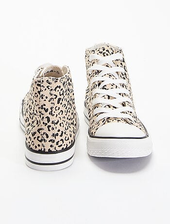 Sneakers alte in tela stampa 'leopardata'