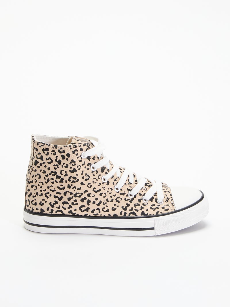 Sneakers alte in tela stampa 'leopardata' Marrone - Kiabi