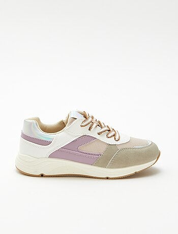 Sneakers basse bi-materiale