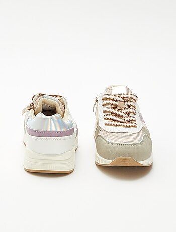 Sneakers basse bi-materiale