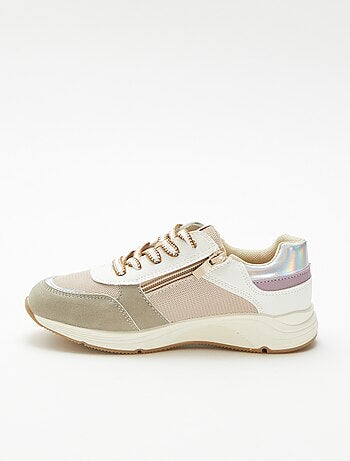 Sneakers basse bi-materiale