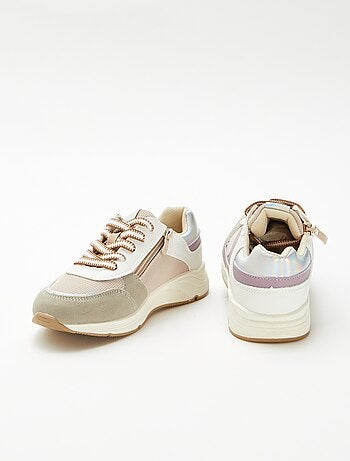 Sneakers basse bi-materiale