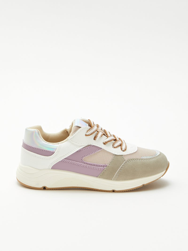 Sneakers basse bi-materiale Rosa - Kiabi
