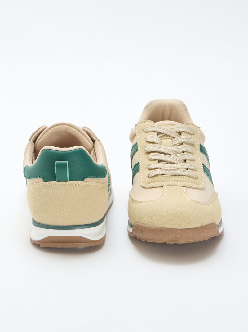 Sneakers basse bicolore Beige - Kiabi