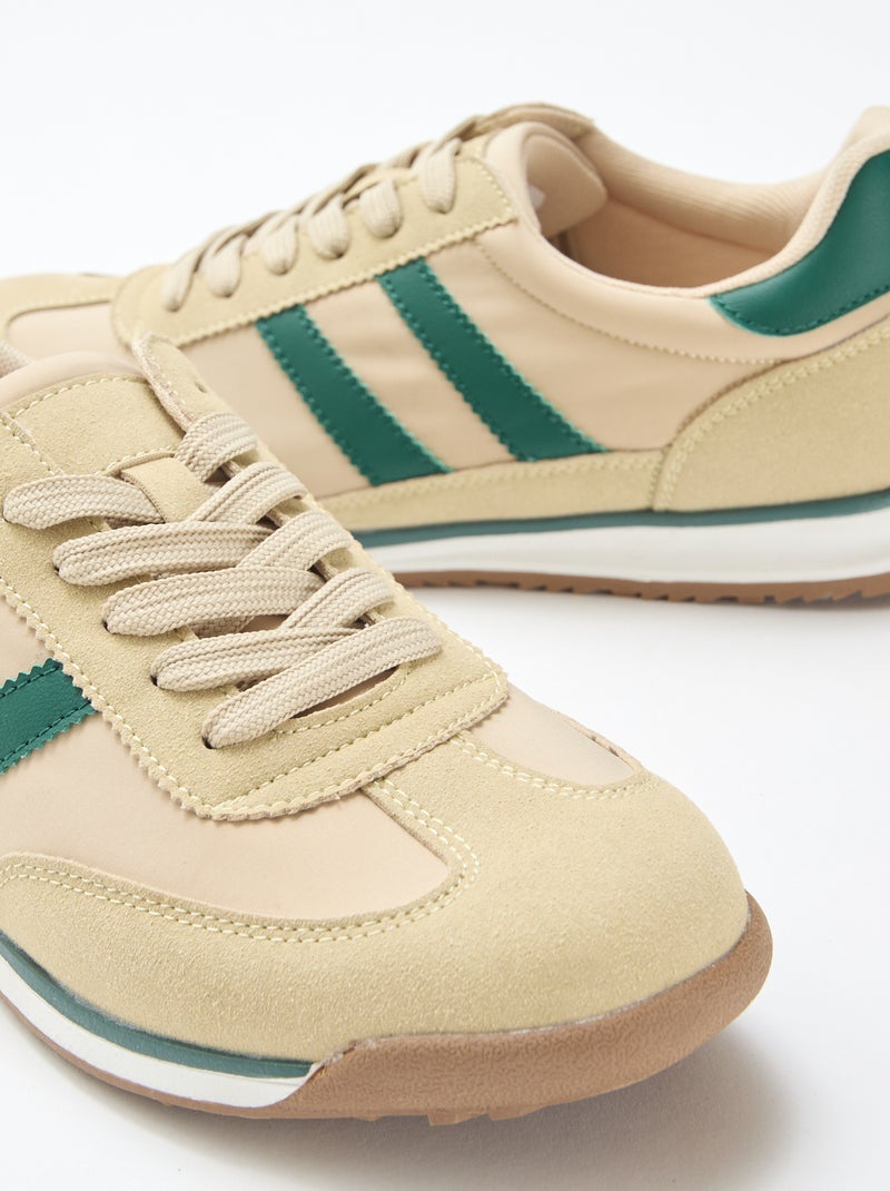 Sneakers basse bicolore Beige - Kiabi