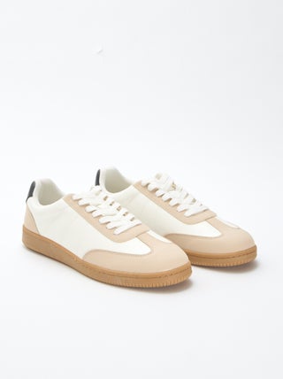 Sneakers basse bicolore con lacci