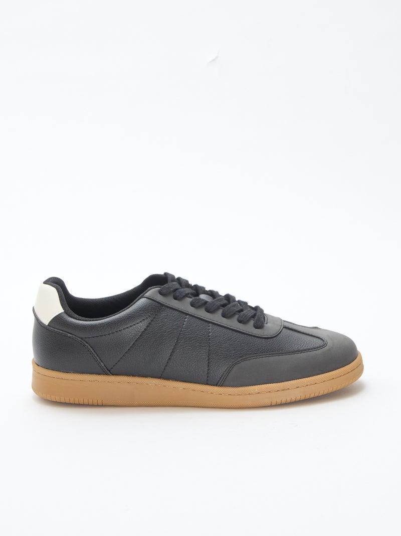 Sneakers basse bicolore con lacci Nero - Kiabi