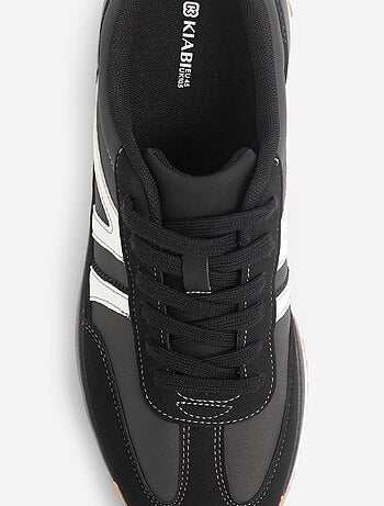 Sneakers basse bicolore e bi-materiale