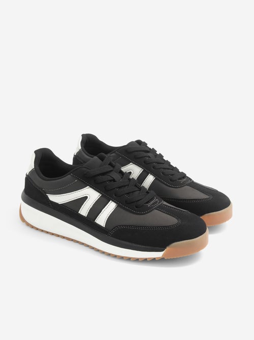 Sneakers basse bicolore e bi-materiale - Kiabi