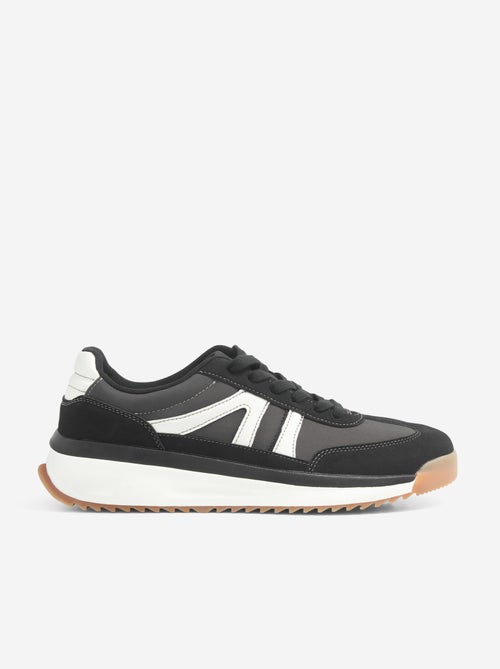 Sneakers basse bicolore e bi-materiale - Kiabi