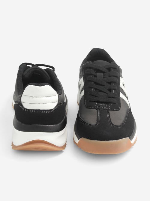 Sneakers basse bicolore e bi-materiale - Kiabi