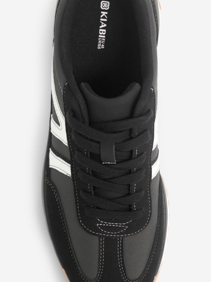 Sneakers basse bicolore e bi-materiale Grigio - Kiabi
