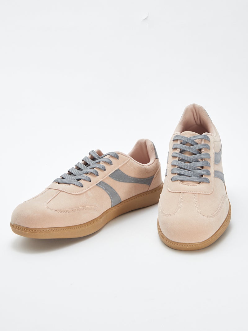 Sneakers basse bicolori in tessuto BEIGE - Kiabi