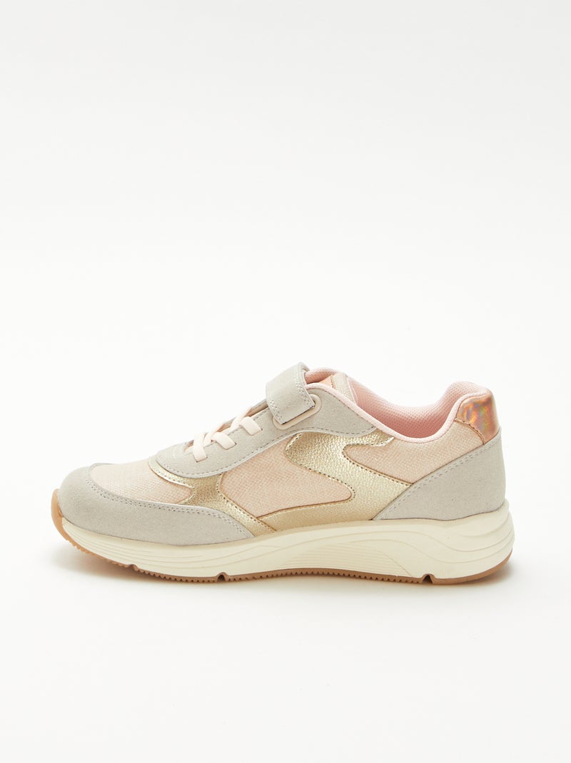 Sneakers basse bimatieriche Beige - Kiabi