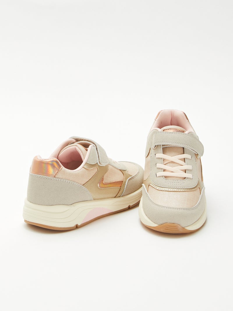 Sneakers basse bimatieriche Beige - Kiabi