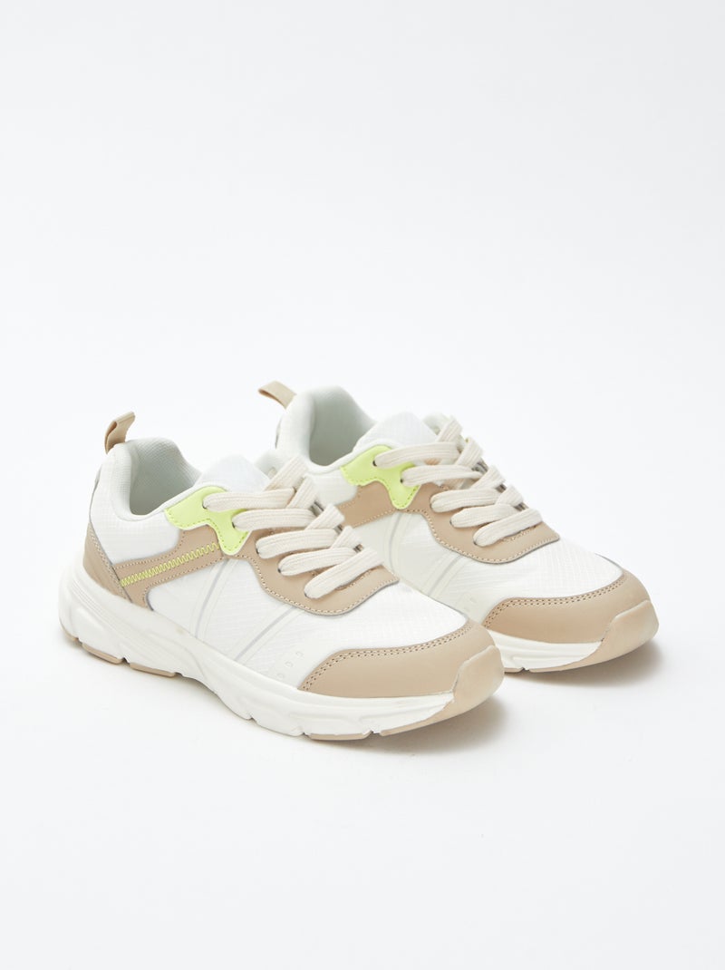 Sneakers basse con dettagli fluo Beige - Kiabi