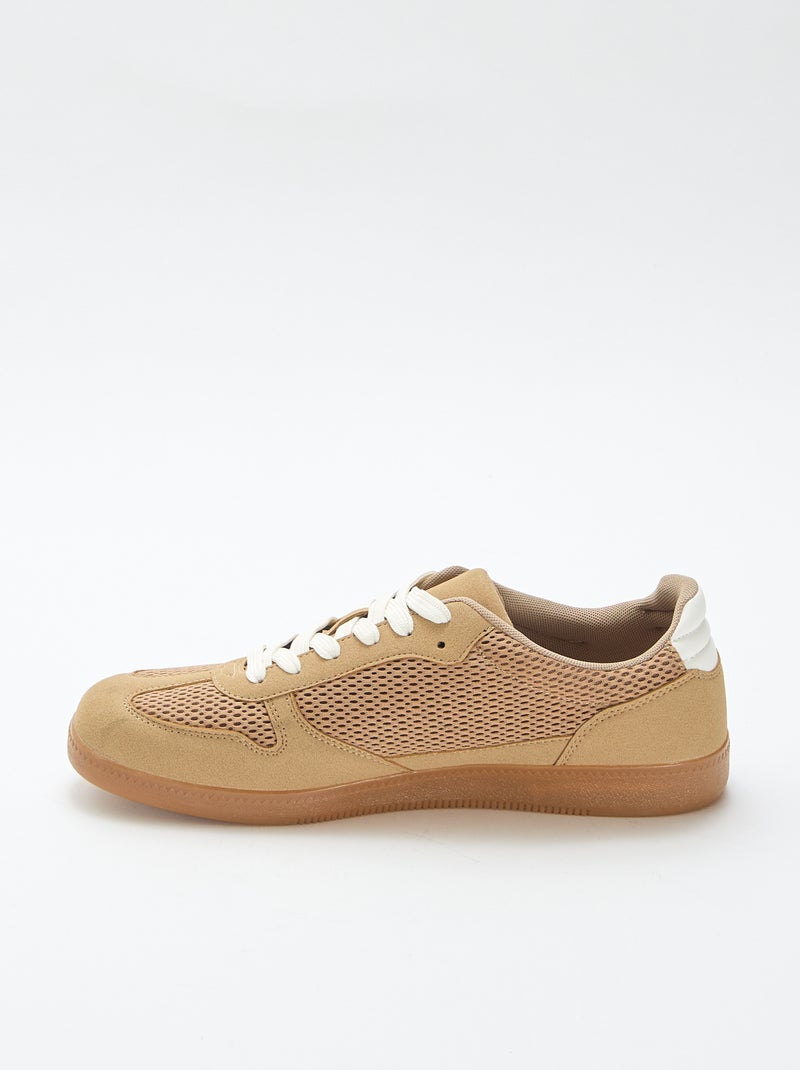 Sneakers basse con dettagli in tessuto Marrone - Kiabi