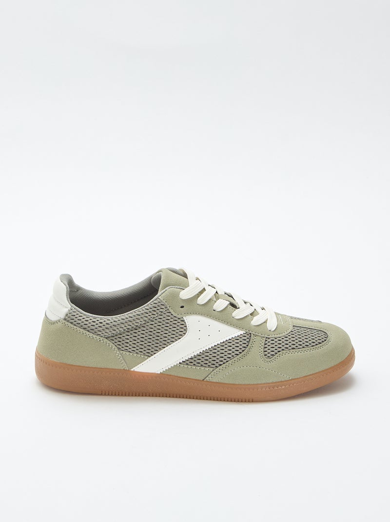 Sneakers basse con dettagli in tessuto Verde - Kiabi