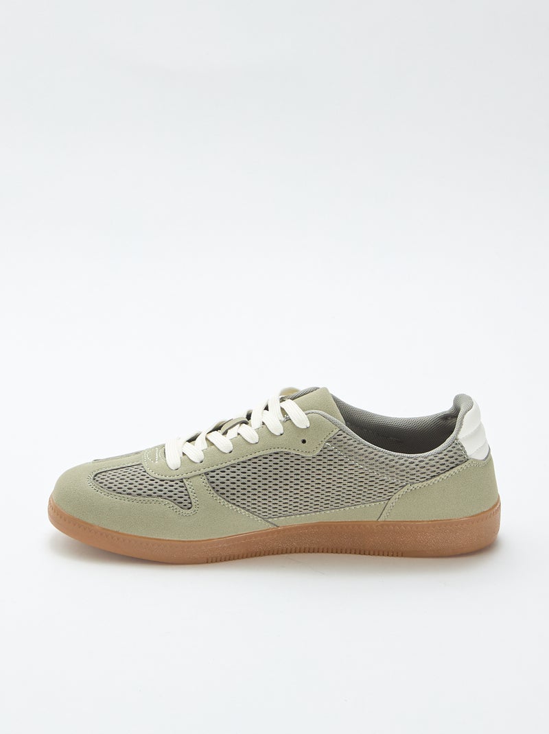 Sneakers basse con dettagli in tessuto Verde - Kiabi
