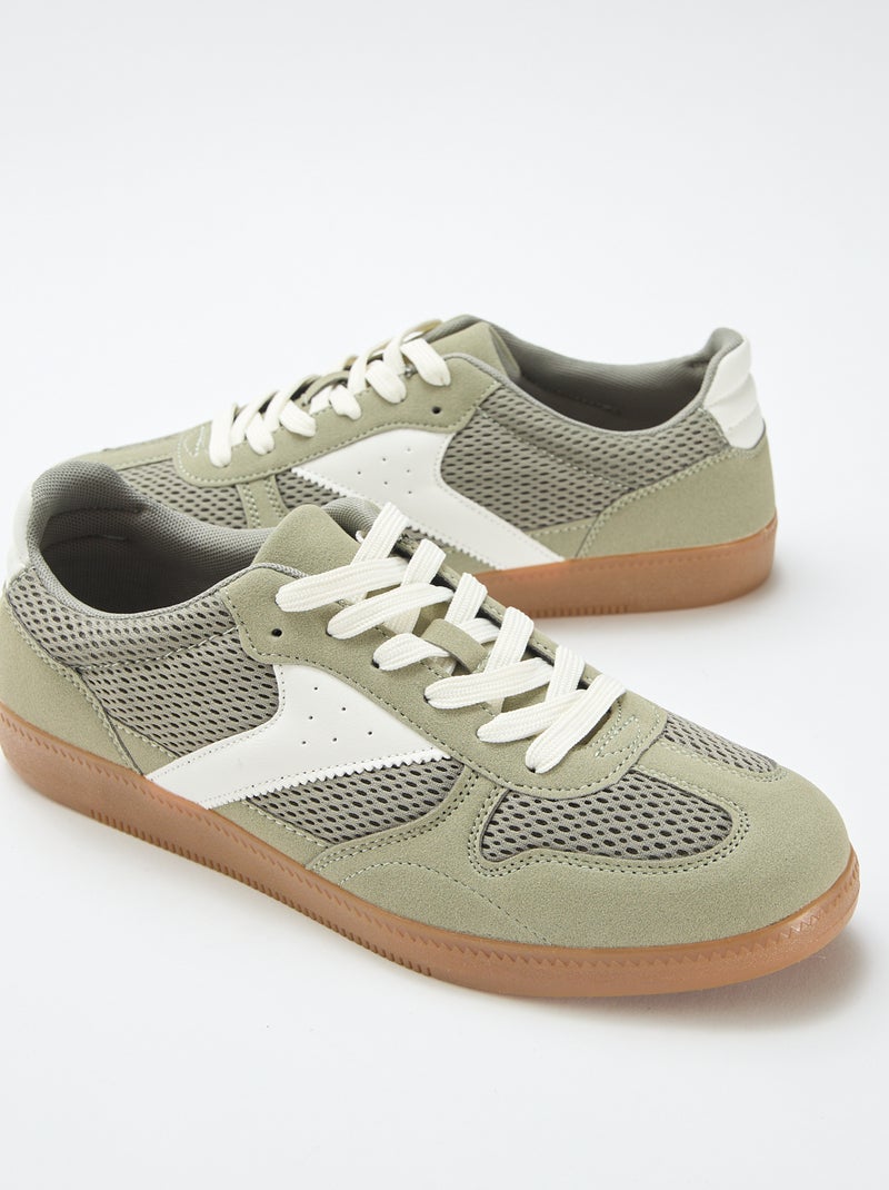 Sneakers basse con dettagli in tessuto Verde - Kiabi