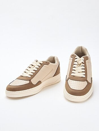 Sneakers basse con inserto bicolore