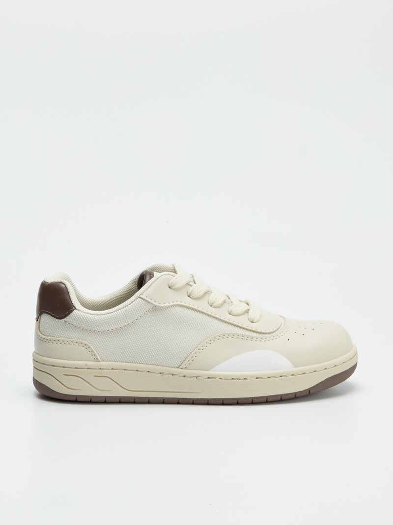 Sneakers basse con lacci beige - Kiabi