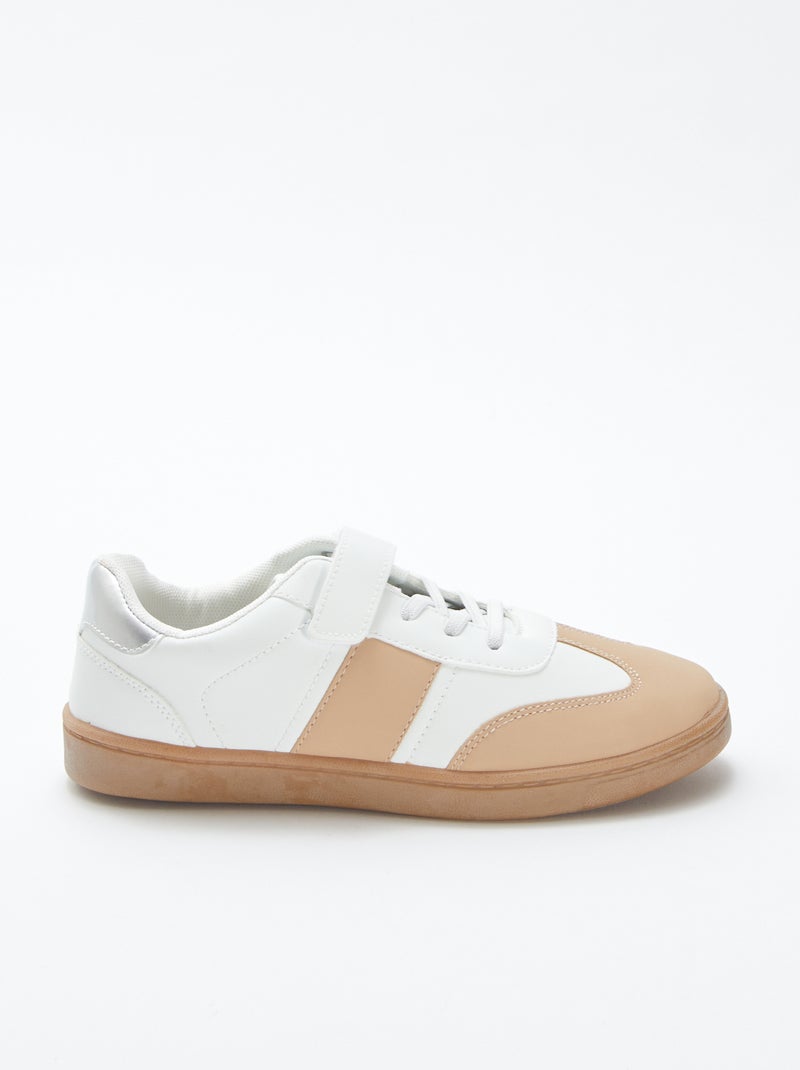 Sneakers basse con lacci elasticizzati + strappo BIANCO - Kiabi
