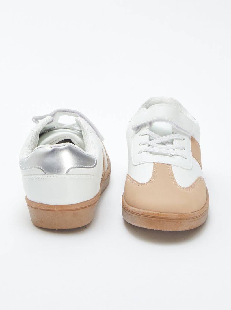 Sneakers basse con lacci elasticizzati + strappo BIANCO - Kiabi
