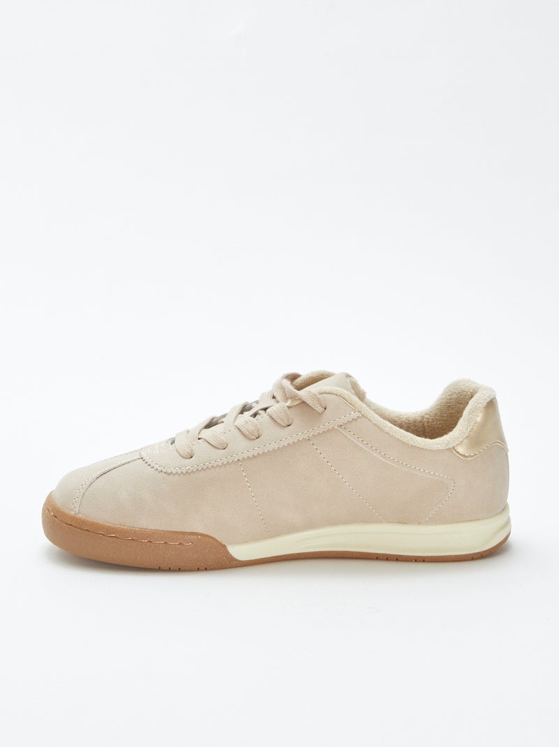 Sneakers basse con lacci marrone - Kiabi