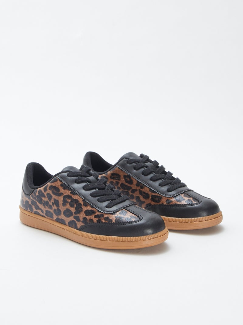 Sneakers basse con stampa leopardata Marrone - Kiabi